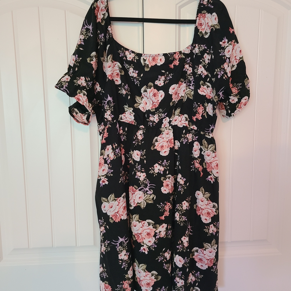 Floral Black and Pink Dress